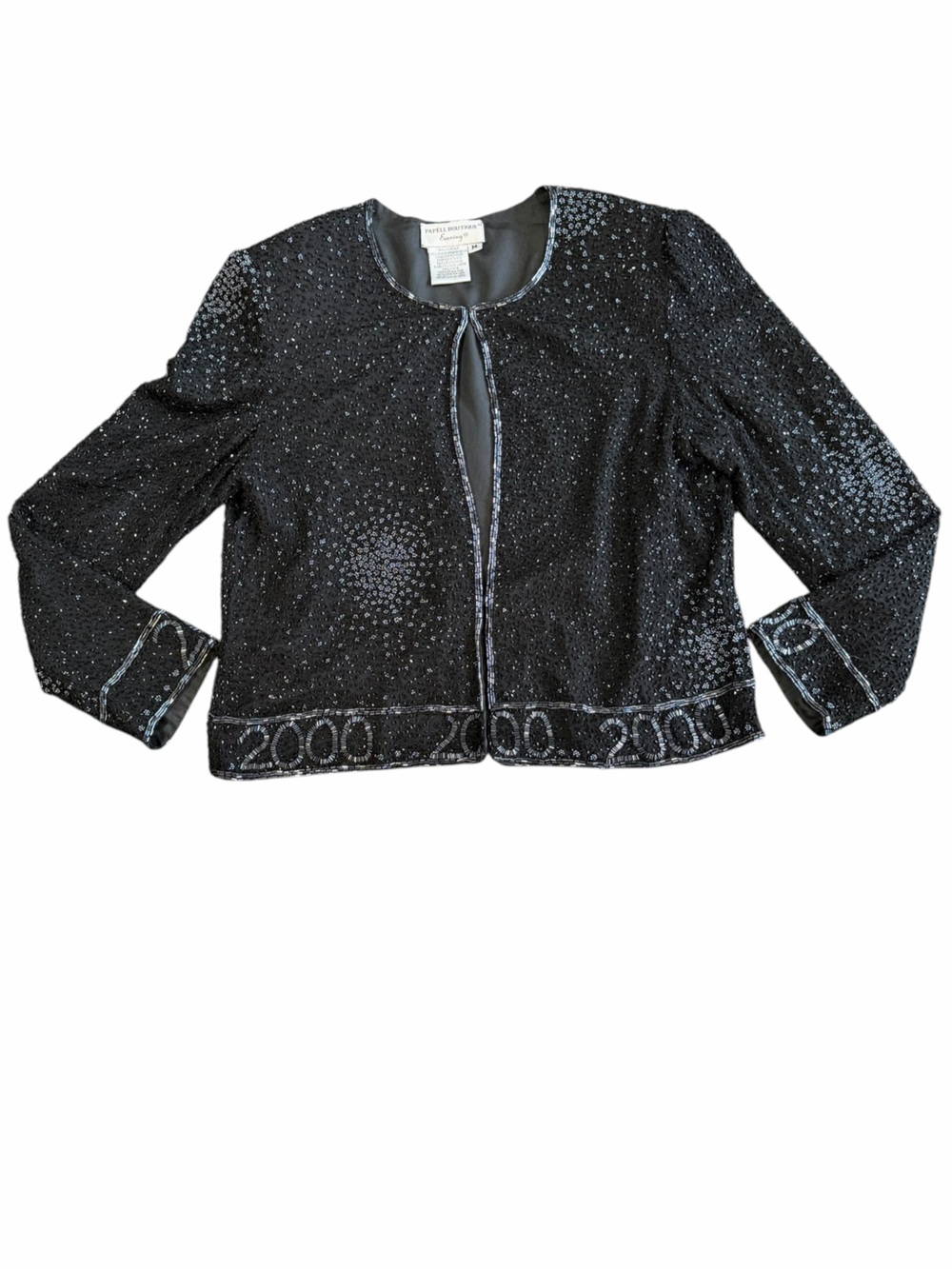 Papell Boutique Evening Y2K 2000 Millennium Beaded Silk Jacket M
